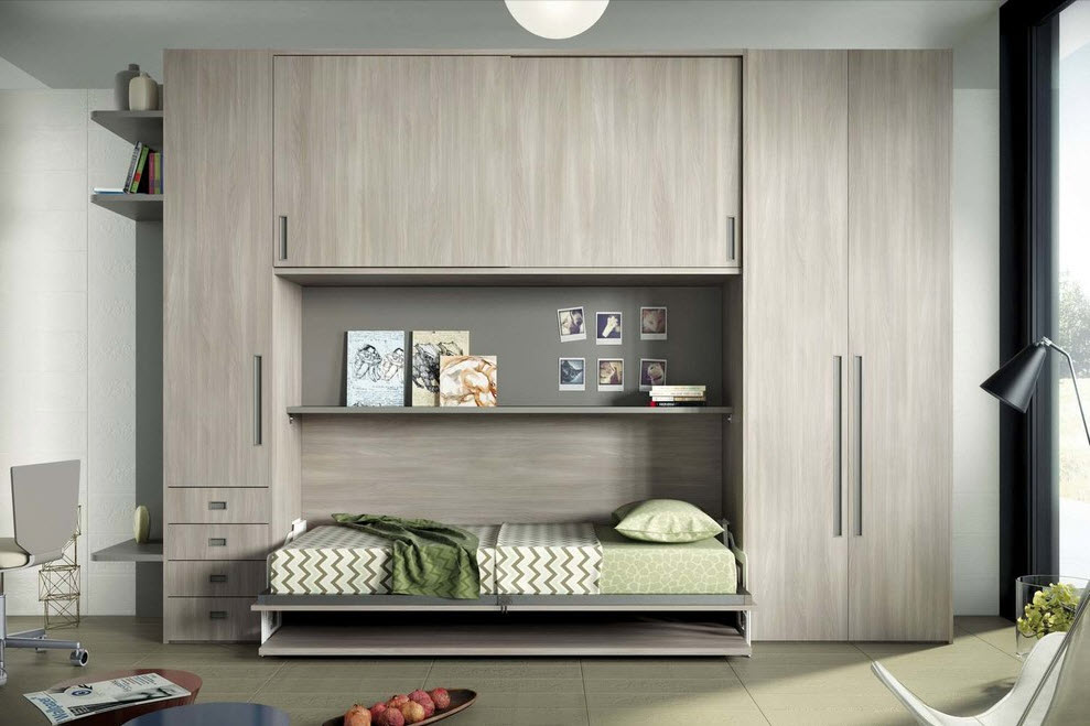 Furniture set with a folding baby bed