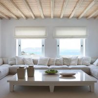 Sofa group in the living room with wooden ceiling