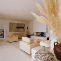 Décoration de salon avec cheminée beige