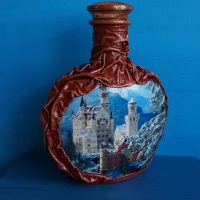 Decorative bottle on a blue background