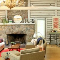 Natural stone fireplace mantel