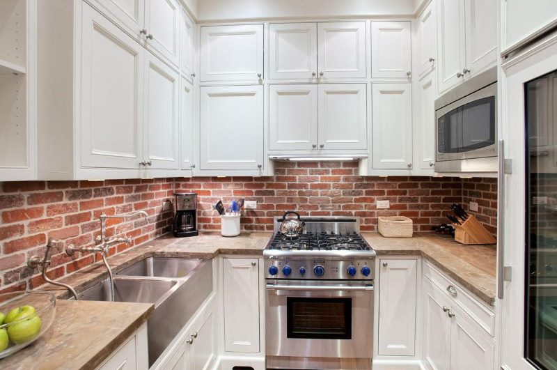 Tablier de cuisine en pierre artificielle en briques rouges