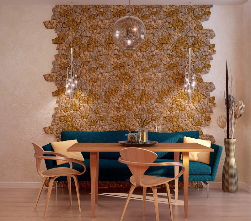 Décoration murale de cuisine avec pierre artificielle