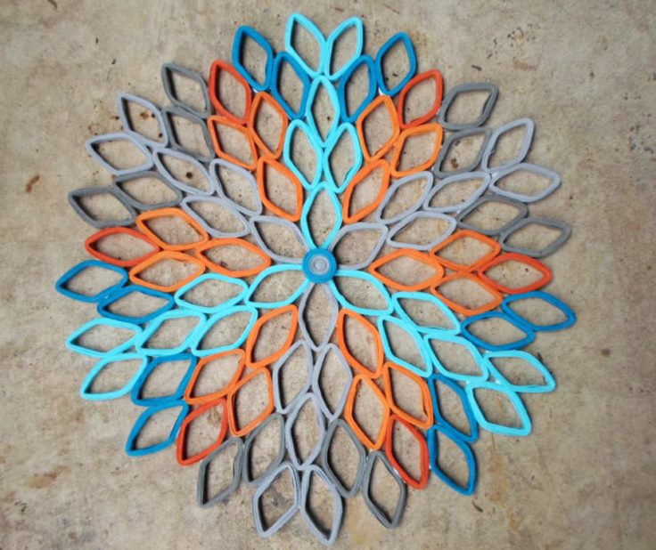 Homemade decoration from stripes of colored paper