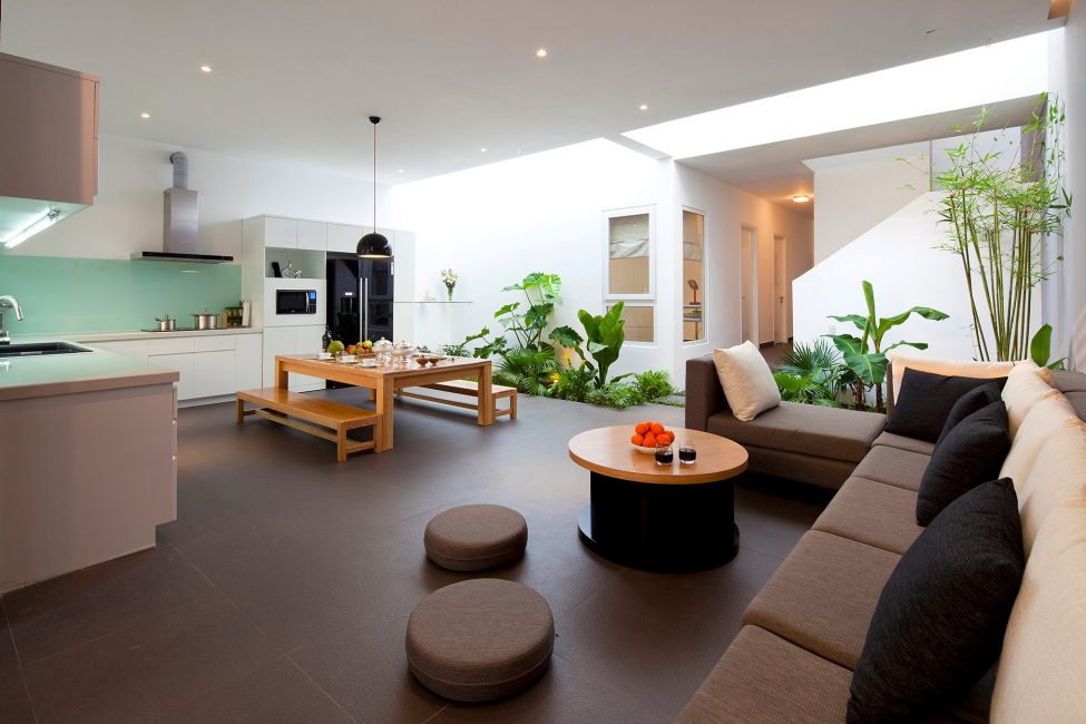 Interior of a cozy studio apartment with an environmental focus