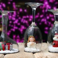 Christmas decor made of glass wine glasses