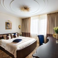 Brown bed in the bedroom of a young girl