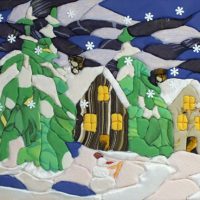 Paysage d'hiver fait de restes de tissu