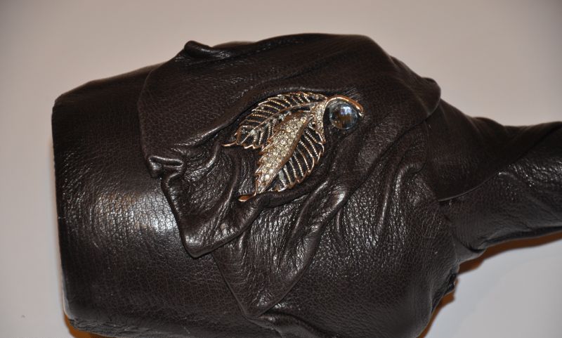 Decor bottle leather and brooch