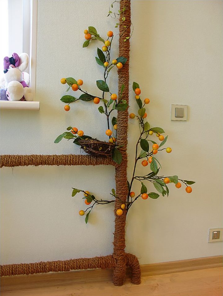 Décorer une jambe de force avec une corde de jute