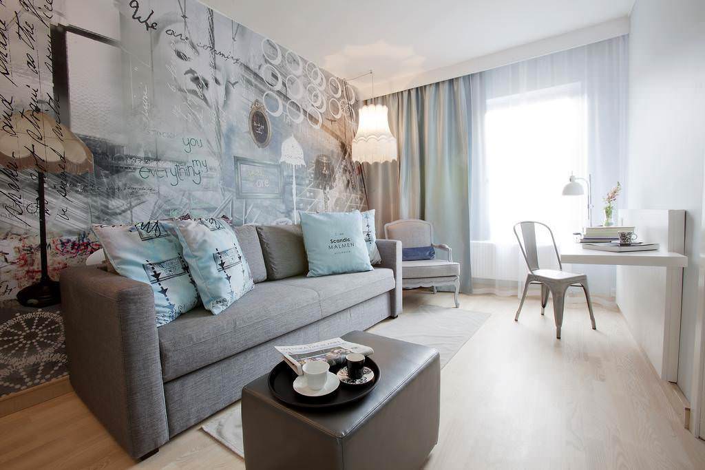 Interior of a modern living room in gray tones