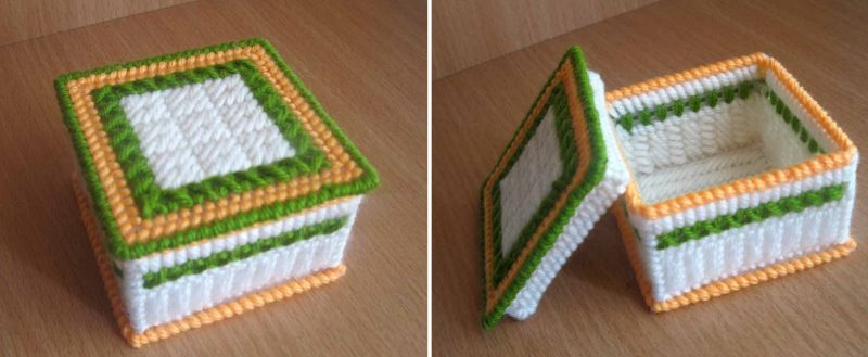 Boîte faite maison en toile plastique et fil