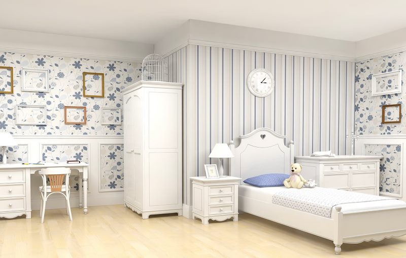 Papier peint léger à l'intérieur d'une chambre d'enfant