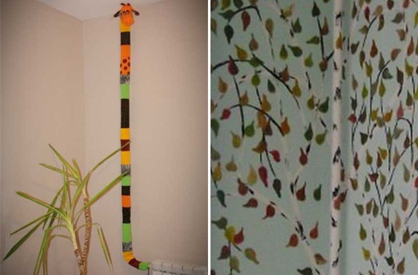 Décor de tuyaux de chauffage dans une chambre d'enfants