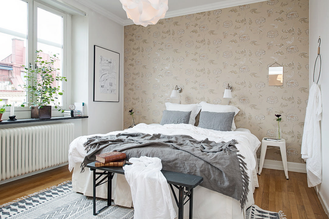 Scandinavian style small bedroom interior