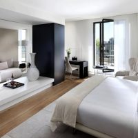 Chic bedroom design with balcony